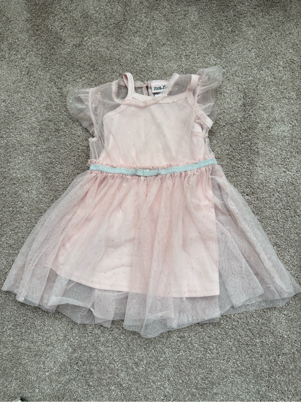 Little Lass Pink Sparkle Dress Tulle Overlay with Liner Size 24M